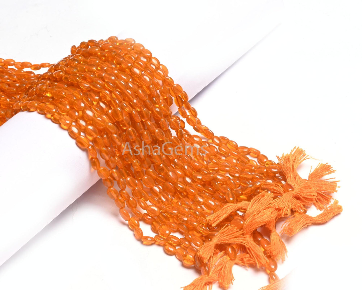 Beautiful Fanta Orange Color Hydro Smooth Oval Shape Beads, 5.5-7 mm Pine Orange Quartz Hydro Plain Handmade Oval Loose Beads Jewelry Crafts