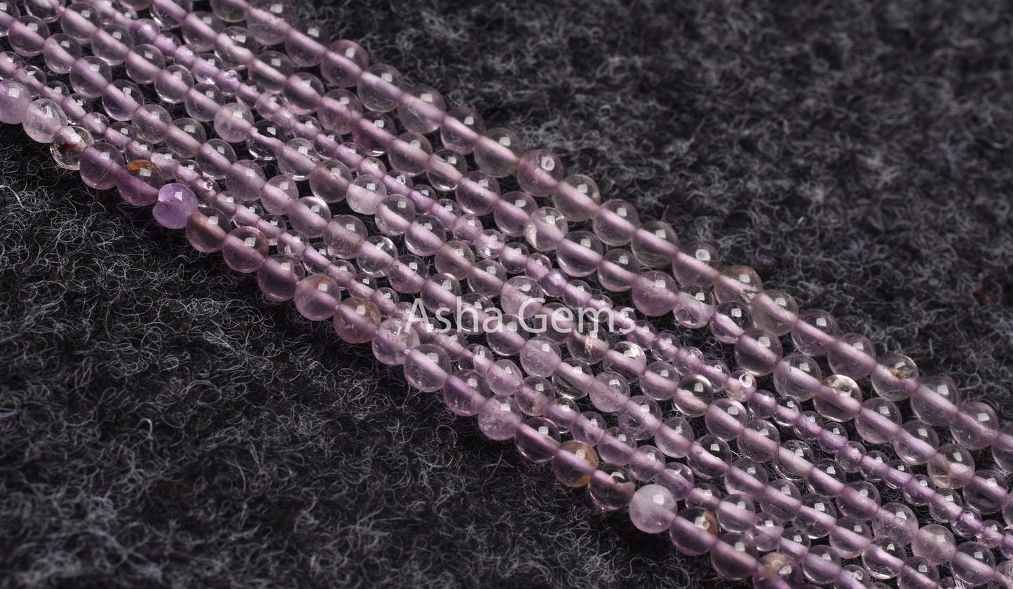 13" Strand Natural Pink Amethyst Smooth Round Beads, Fine Quality Pink Amethyst Plain Round Ball Gemstone Beads, Jewelry Making Crafts SALE