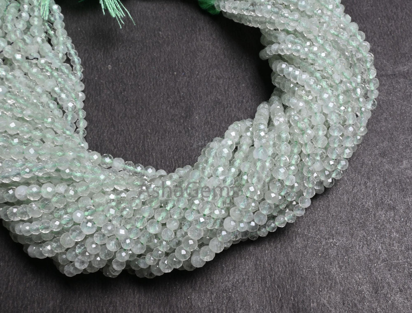 Beautiful Green Amethyst faceted machine cut Rondelle Gemstone Loose Beads,12.5" Fine Natural Green Amethyst Micro Cut Beads Jewelry Crafts