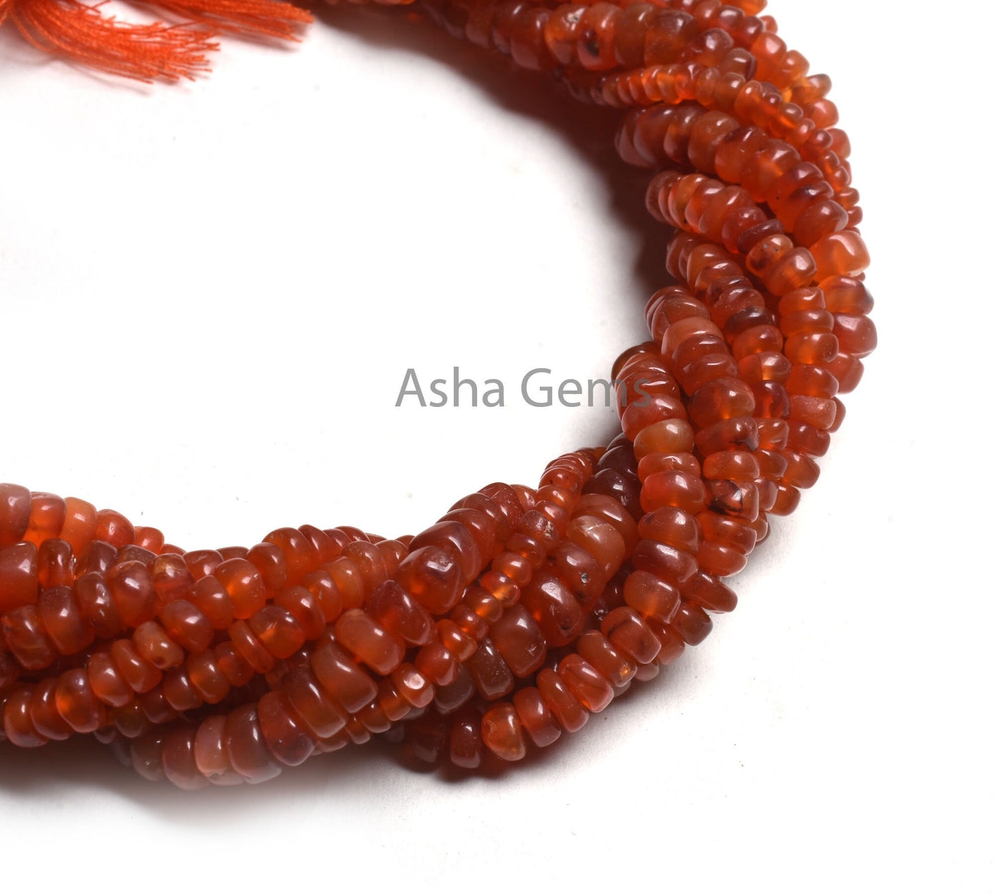Beautiful Carnelian Smooth Gemstone Beads,12" Red Orange Carnelian Plain Handmade Flat Rondelle Uneven Beads Carnelian Jewelry Making Crafts