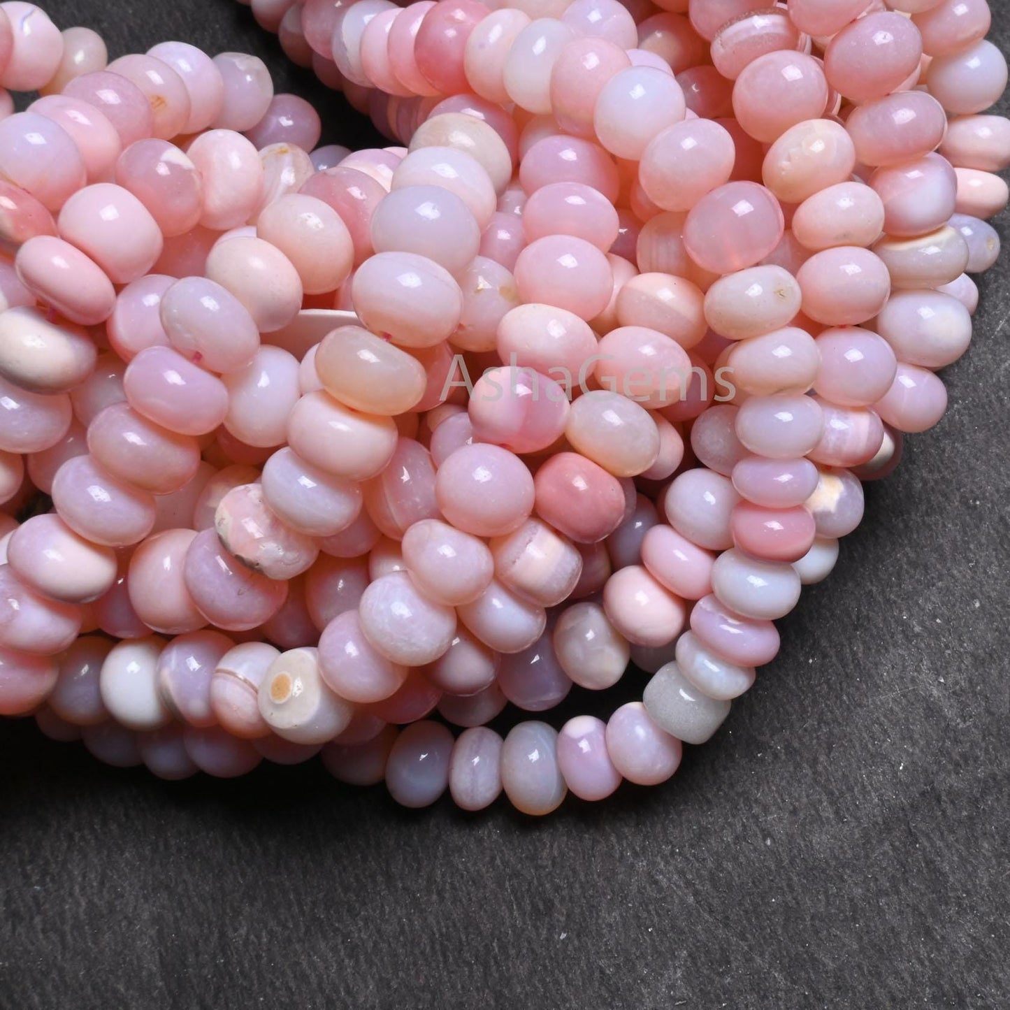 Beautiful Pink Opal Smooth Rondelle Shape Beads, Fine Shaded Pink Opal Plain Handmade Gemstone Loose Bead Pink Opal Bead jewelry making SALE