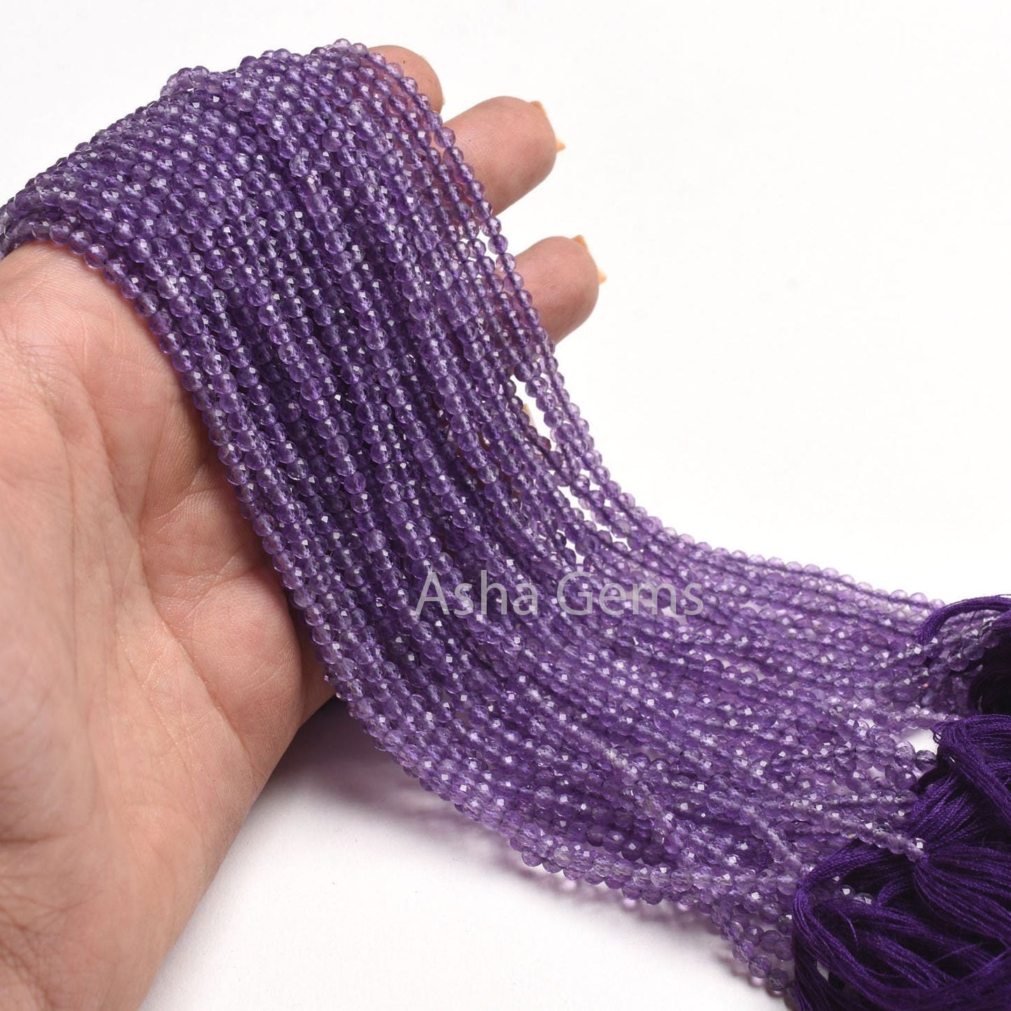 3.2 mm Purple Amethyst Micro Cut Gemstone Beads, AAA Amethyst beads, Natural African Amethyst Machine Cut Rondelle Beads Jewelry Craft SALE