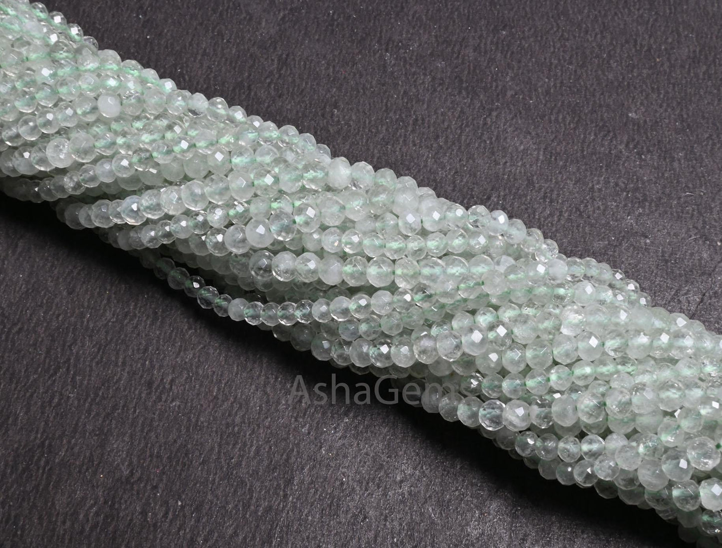 Beautiful Green Amethyst faceted machine cut Rondelle Gemstone Loose Beads,12.5" Fine Natural Green Amethyst Micro Cut Beads Jewelry Crafts