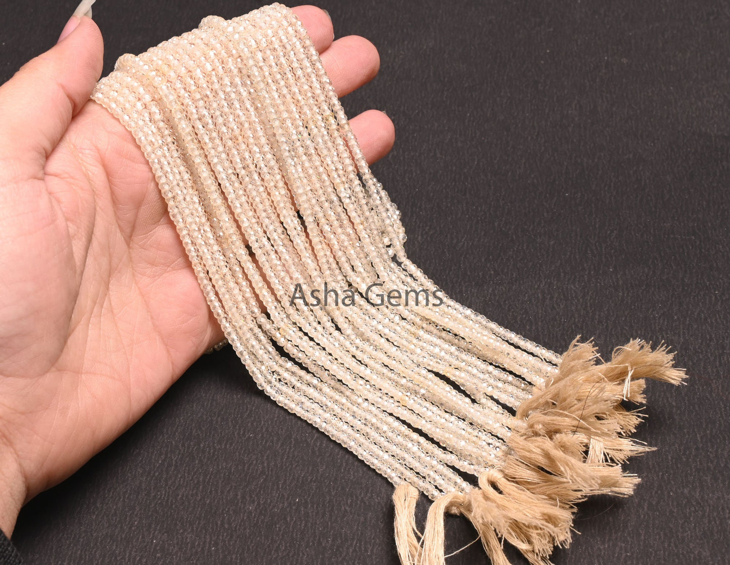 Beautiful Milky Cream White Zircon Micro Cut Faceted Rondelle Beads,3 mm Ivory White Cubic Zircon Machine Cut Beads Zircon Bead Jewelry SALE