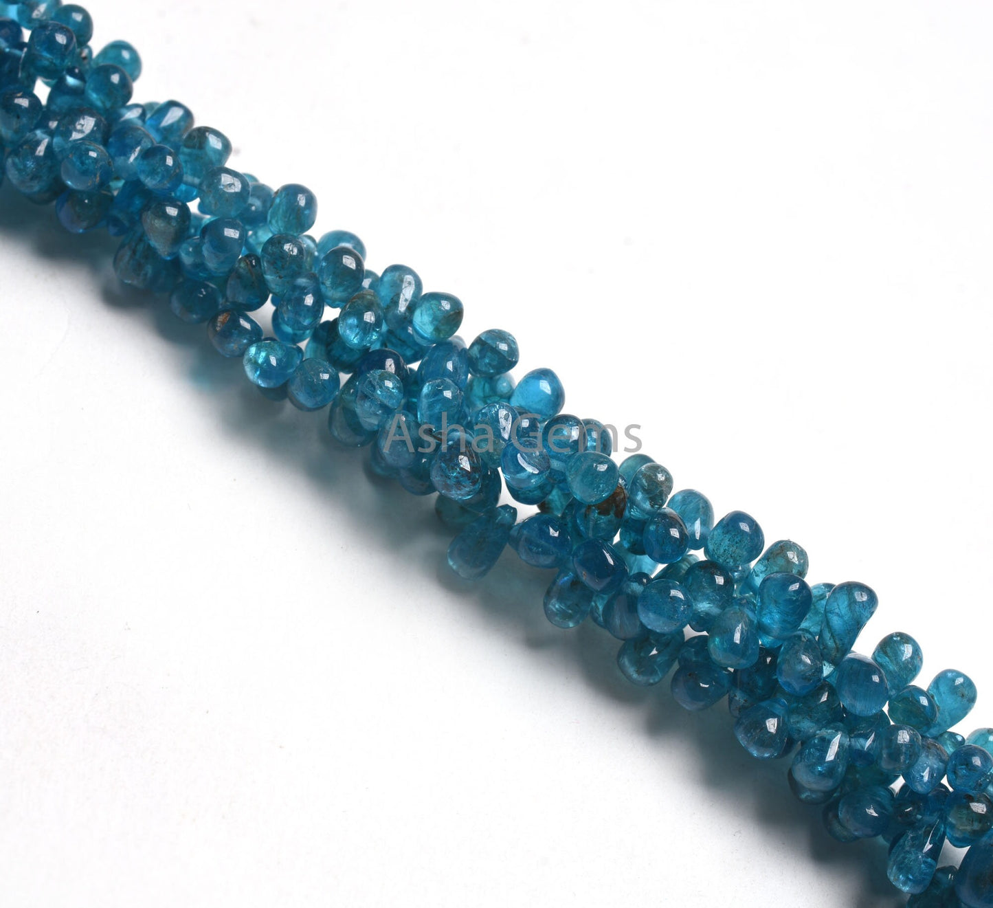 Fine Neon Apatite Smooth Drop Side Drill Beads, Natural Blue Apatite Tiny Teardrop Gemstone Beads, Neon Blue Apatite Bead Jewelry Handicraft