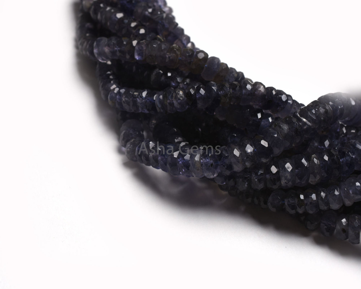 Natural Iolite Faceted Indian Cut Flat Tyre Beads,18" Strand Graduation Size Iolite Beads,Fine Blue Iolite Heishi Tyre Gemstone Bead Jewelry