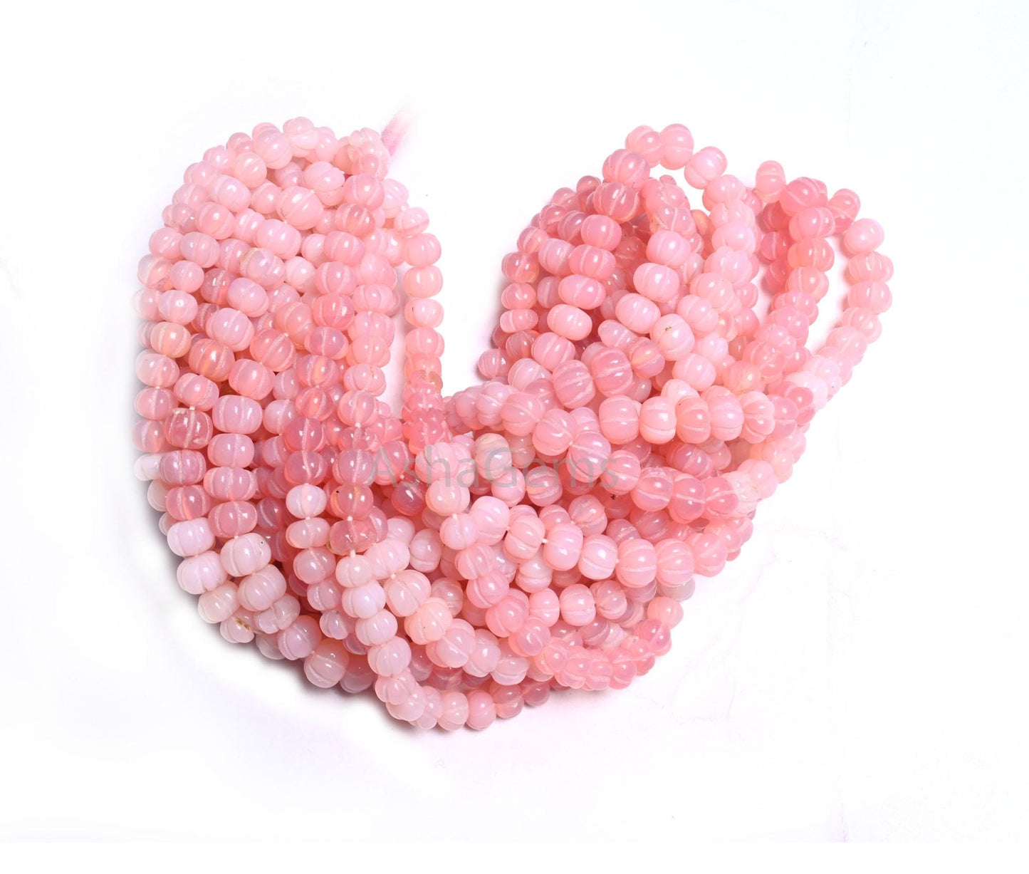 Beautiful Pink Opal Carved Watermelon Shape Beads, Fine Shaded Pink Opal Carving Beads, Opal Melon Hand Carve Pumpkin Gemstone Beads Jewelry