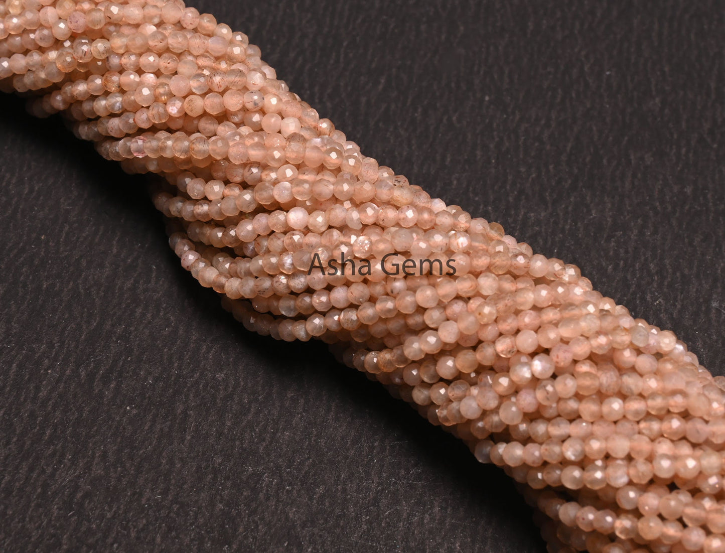2.5 mm Peach Moonstone Micro Cut faceted Rondelle Gemstone Beads, AAA Quality Pink Moonstone machine Cut Tiny Beads Moonstone Jewelry Crafts