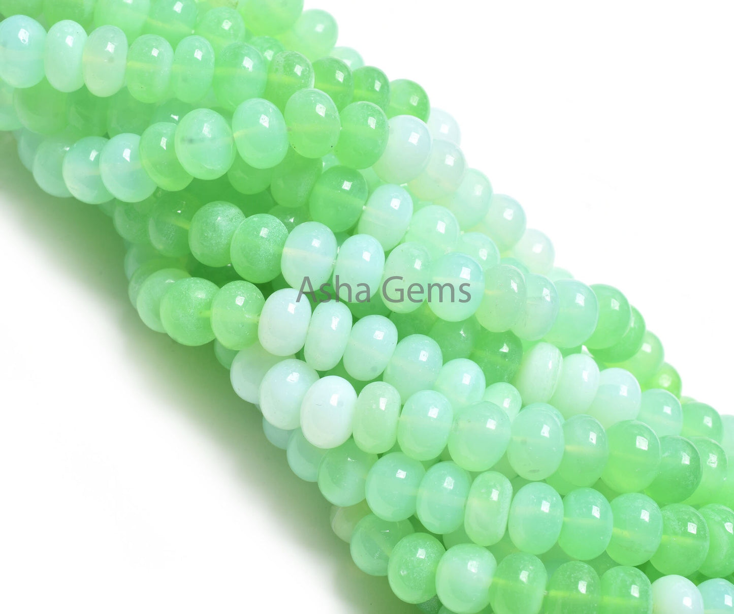 AAA Quality Green Opal Smooth Rondelle Shape Gemstone Loose Beads,16" Pistachio Green Shaded Opal Plain Handmade Beads Jewelry Makings SALE