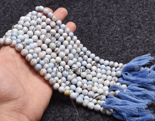 Beautiful Light Blue Boulder Opal Smooth Round Shape Beads,13" Strand Blue Opal Beads, Boulder Opal Plain Round Ball Bead Opal Gemstone Bead