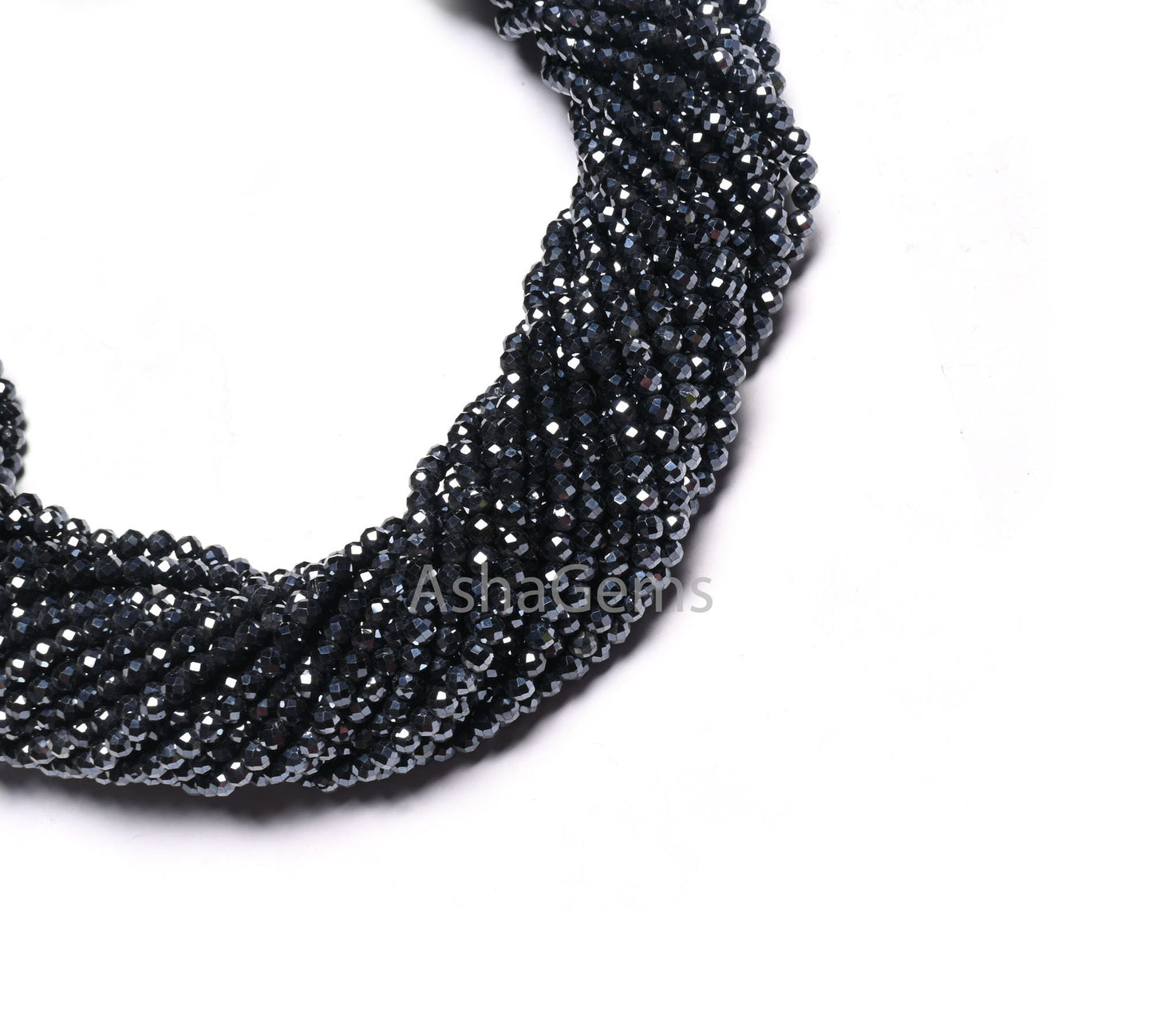 AAA Natural Spinel Silver Coated machine Cut Faceted Rondelle Gemstone Beads,3 mm Coated Black Spinel Micro Cut Bead Jewelry making Crafts