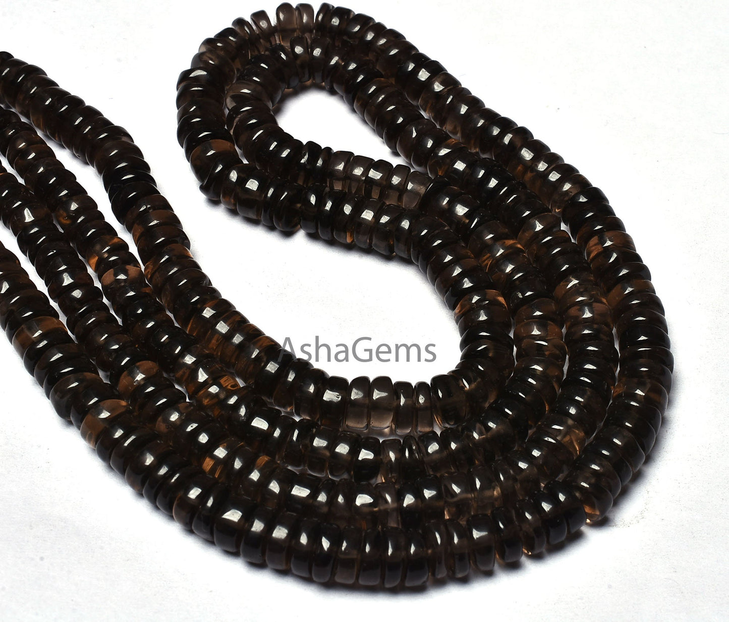 18" Strand Amazing Smoky Quartz Heishi Tyre Shape Smooth Gemstone Beads, Smoky Plain Beads,Handmade Loose Beads Smoky Quartz Jewelry Crafts