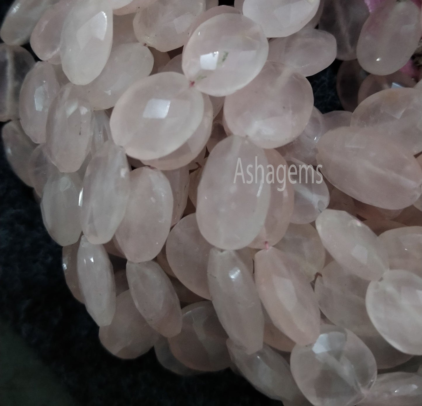 Beautiful Pink Rose Quartz Faceted Oval Shape Beads, Natural rose Quartz Gemstone Beads Indian,8 Inch Strand Quartz Faceted Oval Beads Craft