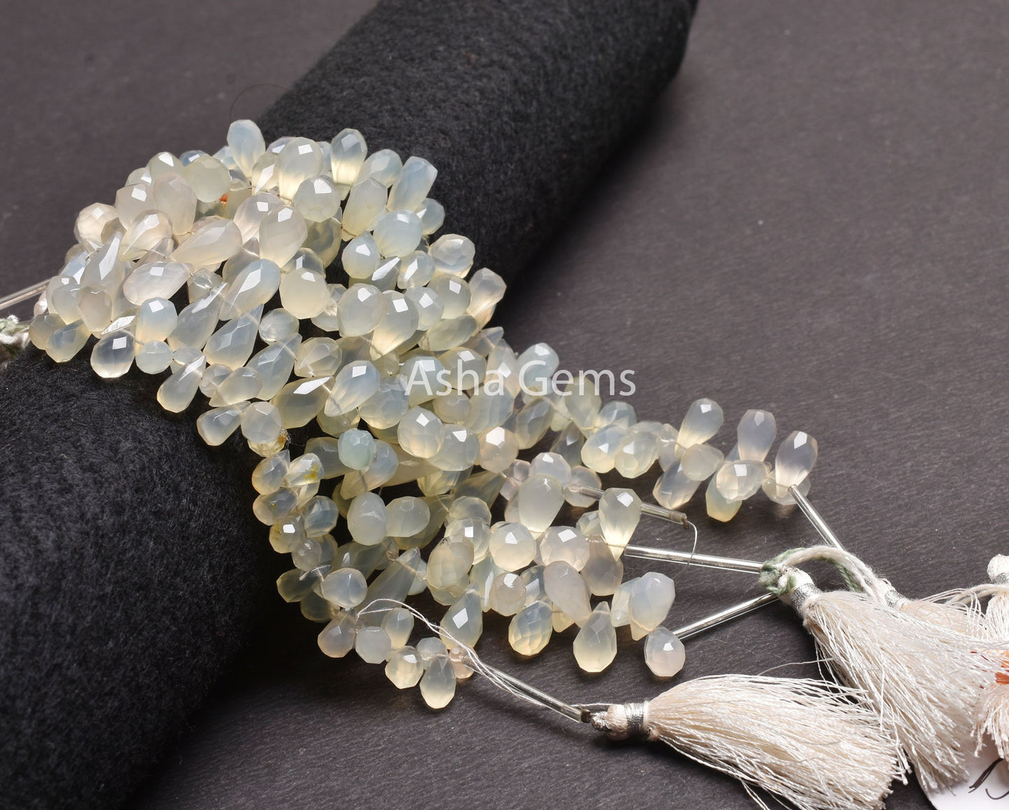 Aqua Blue Chalcedony Faceted Indian Hand Cut Drop Beads, Chalcedony Beads, Aqua Chalcedony Teardrop Side Drill Gemstone Handmade Beads SALE
