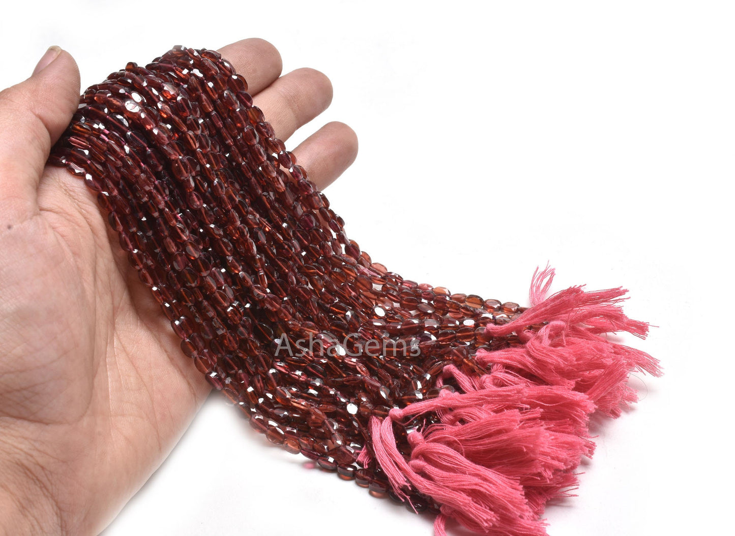 Natural garnet Faceted Oval Shape Gemstone Beads, Red Garnet Flat Table Cut oval Straight Drill bead,12.5"Garnet Bead Necklace Jewelry Craft