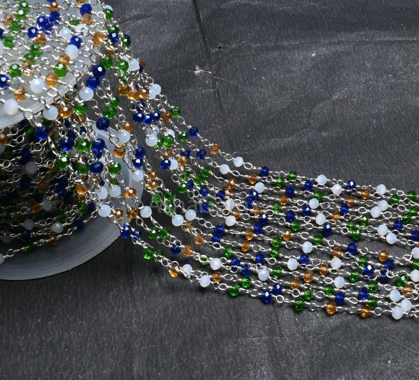 Beautiful Multi disco Hydro Faceted Rondelle Beads Rosary Chain Silver Plated Wire Wrap Bulk Roll Chain Jewelry Making Craft,3-3.5 mm SALE
