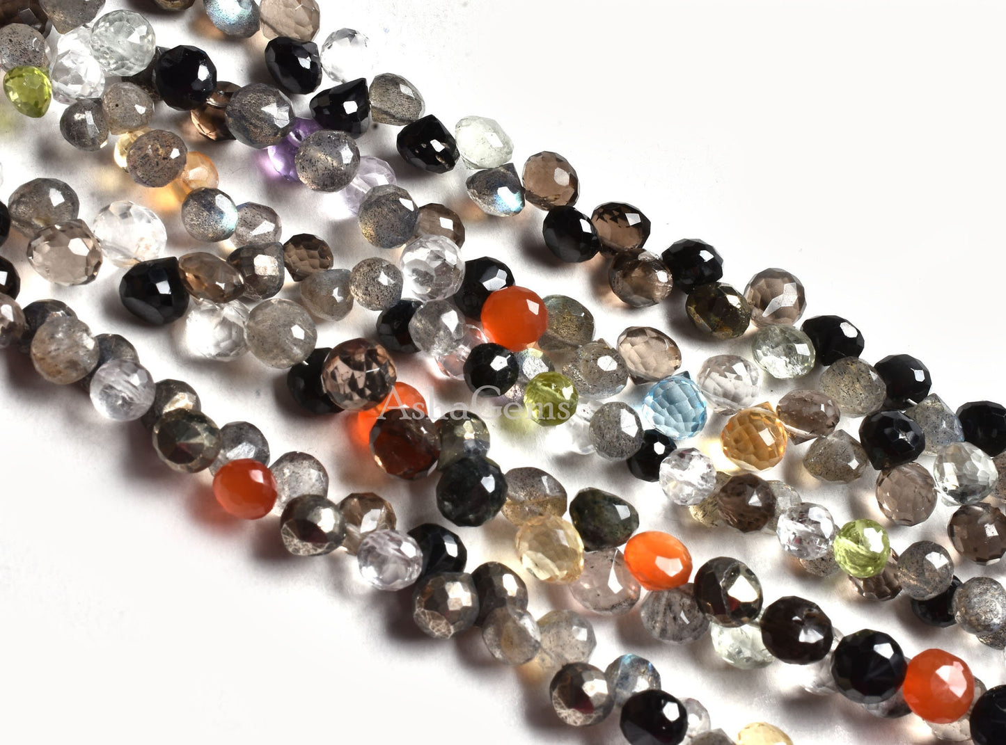 Beautiful Multi Color Gemstone Faceted Onion Shape Beads Disco Onion Briolette Beads,8"Strand Natural Mix Color Stone Faceted Onion Beads