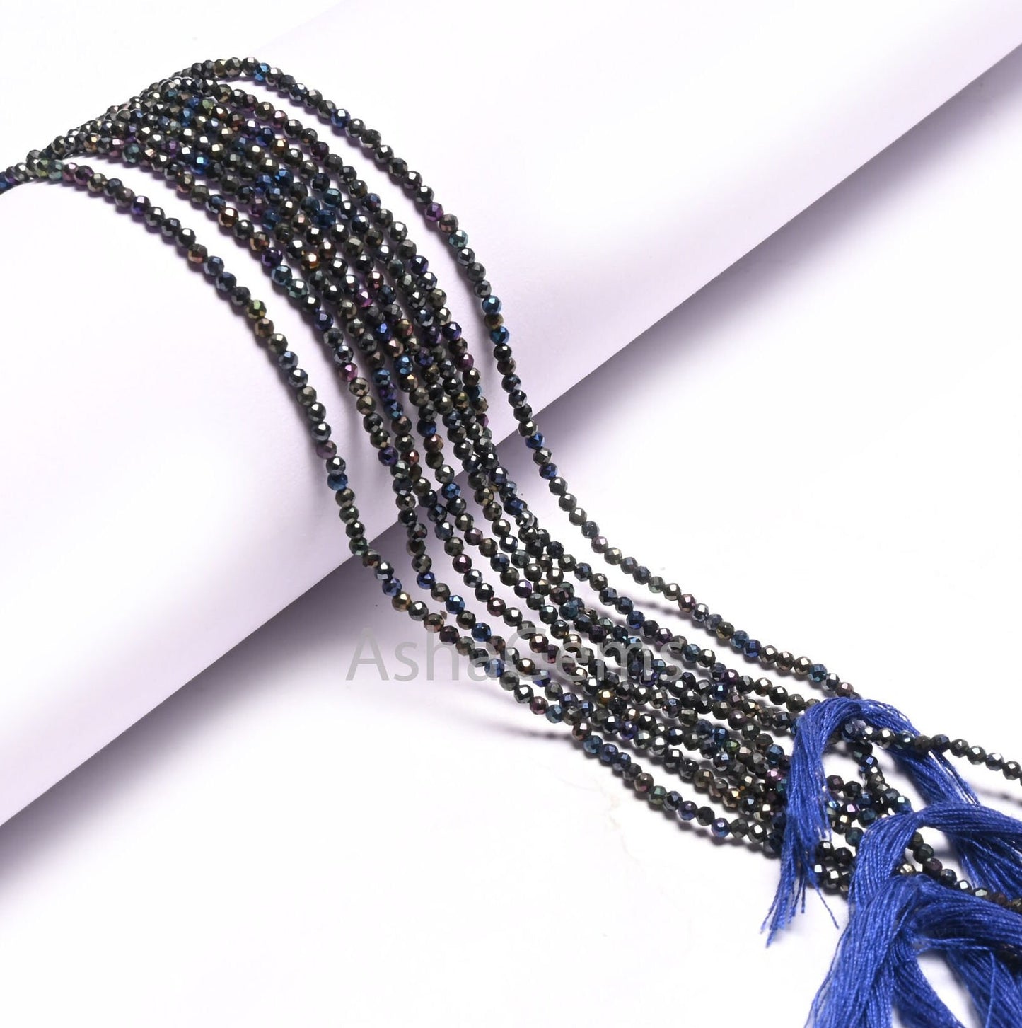 Beautiful Blue Mystic Coated Black Spinel Faceted Rondelle Gemstone Beads,2.2mm Natural Black Spinel Coated Micro Cut Tiny Bead Jewelry SALE