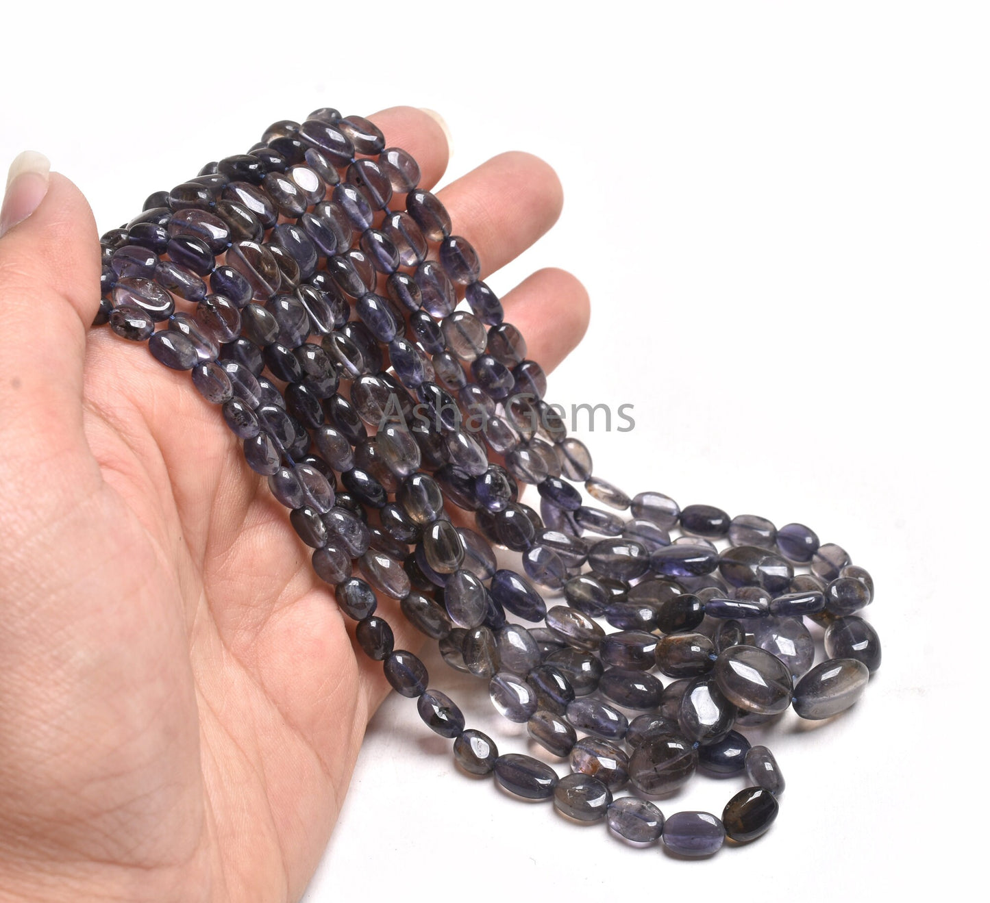Beautiful Natural Iolite Smooth Oval Handmade Beads,16" Fine Blue Iolite Plain Oval Straight Drill Gemstone Beads, Iolite Beads Jewelry SALE