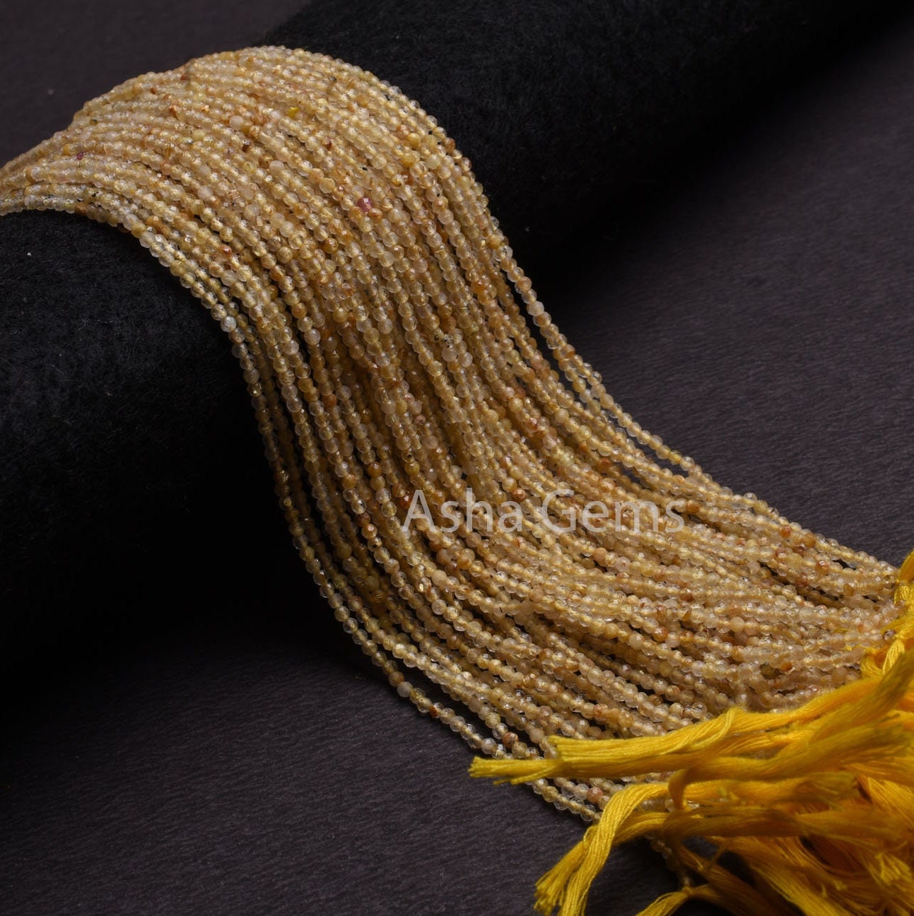 AAA Quality Golden Rutile Micro Cut Gemstone beads 2 mm Natural Rutile Machine cut Faceted rondelle beads, Golden Yellow Rutile Bead Jewelry
