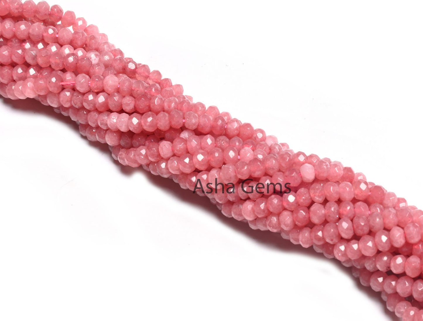 Beautiful Pink Jade Quartz faceted Rondelle Shape Beads,4.5mm Fine Jade Quartz machine cut Gemstone Loose Bead For Jewelry Making Craft SALE