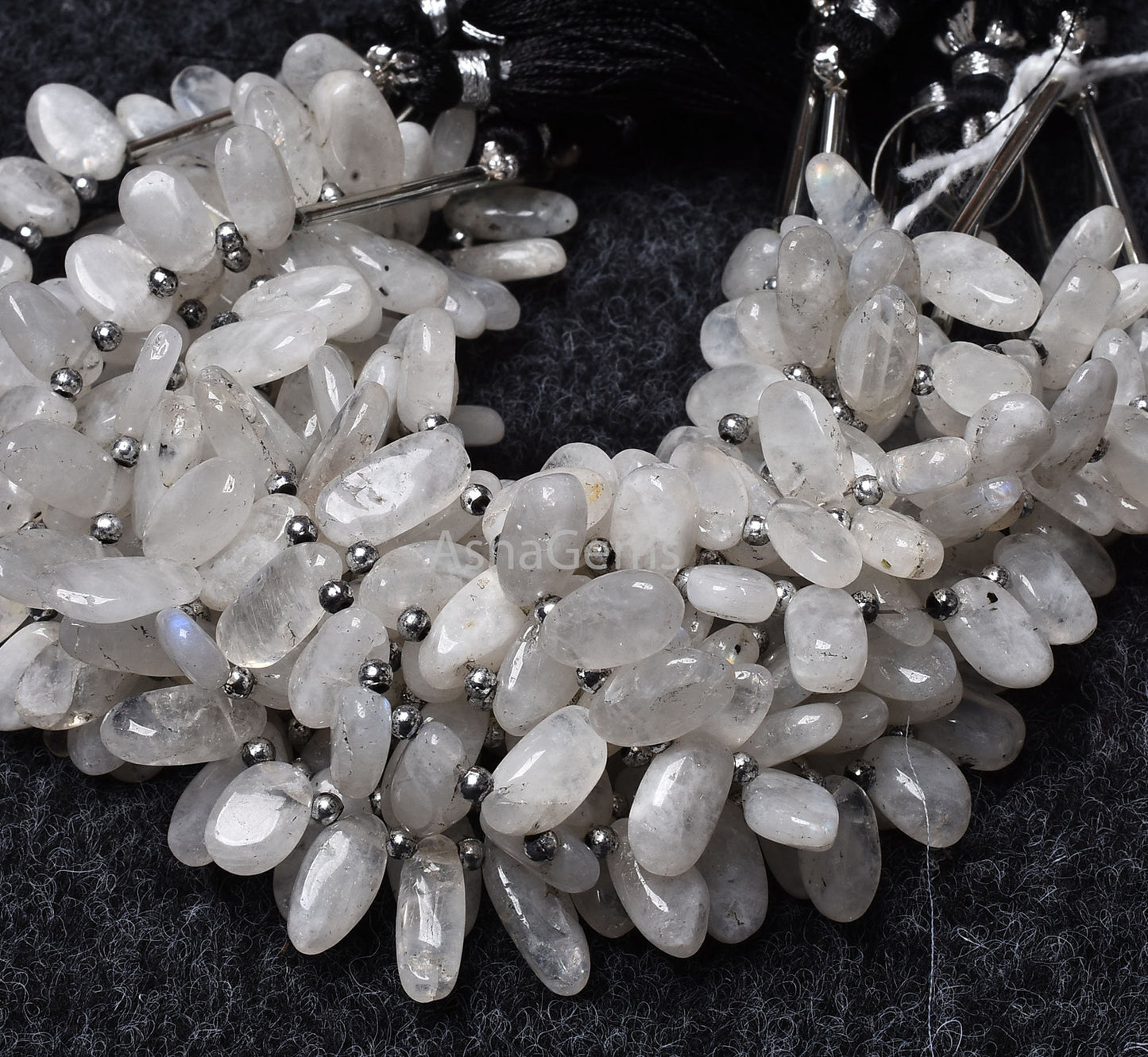 Natural Rainbow Moonstone Smooth Gemstone Beads, Beautiful Uneven Oval Shape Beads Side Drill Oval Beads Blue Fire Rainbow Bead Jewelry SALE