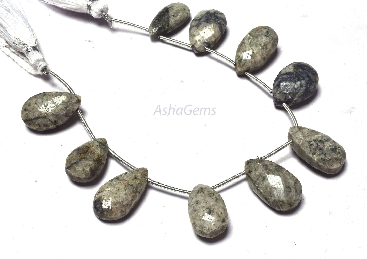 7 Inch strand Shaded Grey jasper faceted Pears Shape Beads, Gray Jasper Pear Briolette Beads Jasper teardrop Gemstone Beads For Jewelry SALE