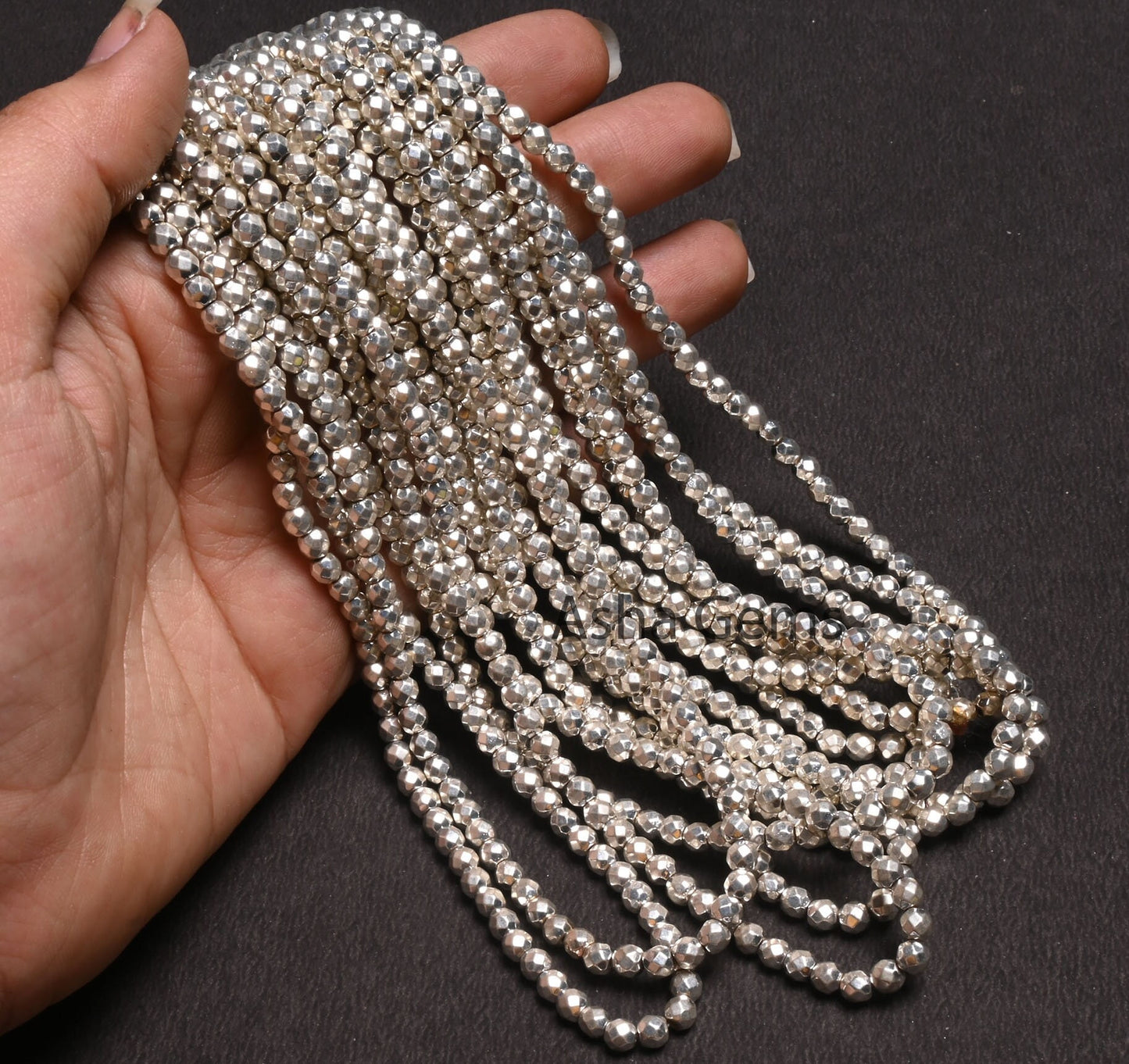 4 mm Silver Pyrite Rondelle Indian Machine Cut Gemstone Loose Beads, Fine Quality Pyrite Faceted Beads,15.5" Pyrite Bead Jewelry Crafts SALE