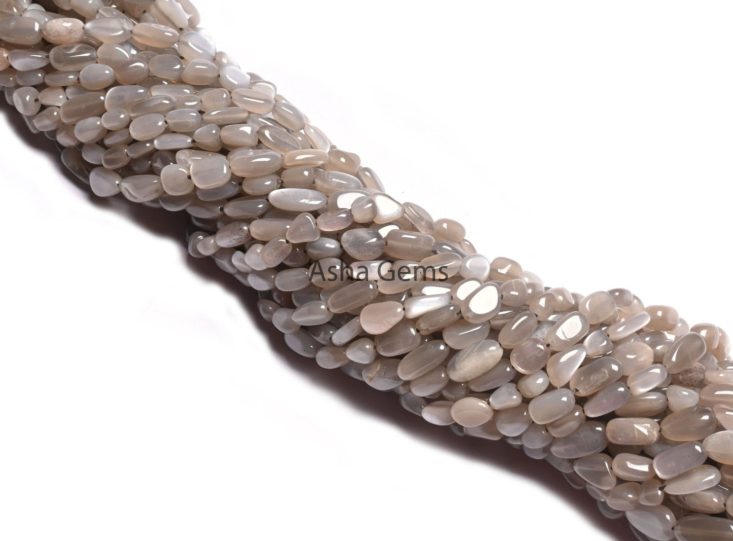 Beautiful Grey Moonstone Nugget smooth Gemstone Loose Beads, Light Grey Moonstone Handmade Tumble Beads Fine Moonstone Jewelry making Crafts (AG 22292)