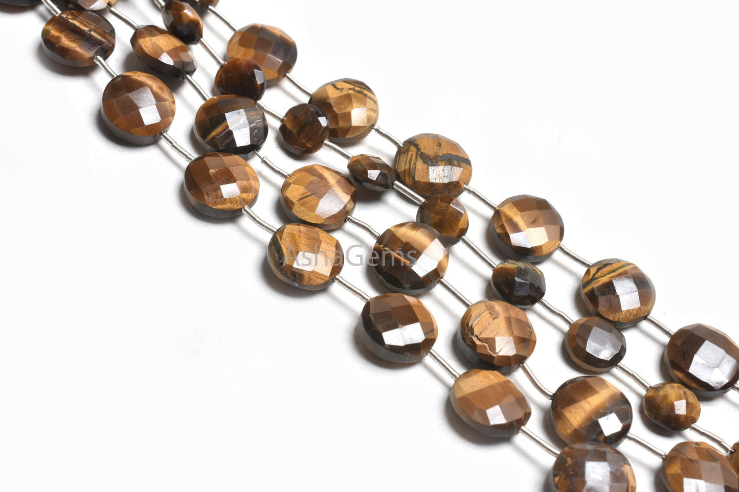 AAA Quality Tiger Eye Coin Shape Faceted Beads,8, 11 mm Natural Tiger Eye Fancy Straight Drill Coin Gemstone Beads Jewelry making Craft SALE
