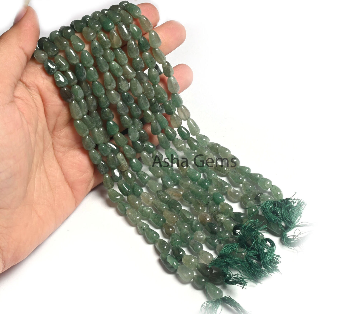 Green Aventurine Smooth Drop Shape Handmade Gemstone Beads,13" Strand Shaded Green Margaj Uneven Teardrop Straight Drill Beads Jewelry SALE