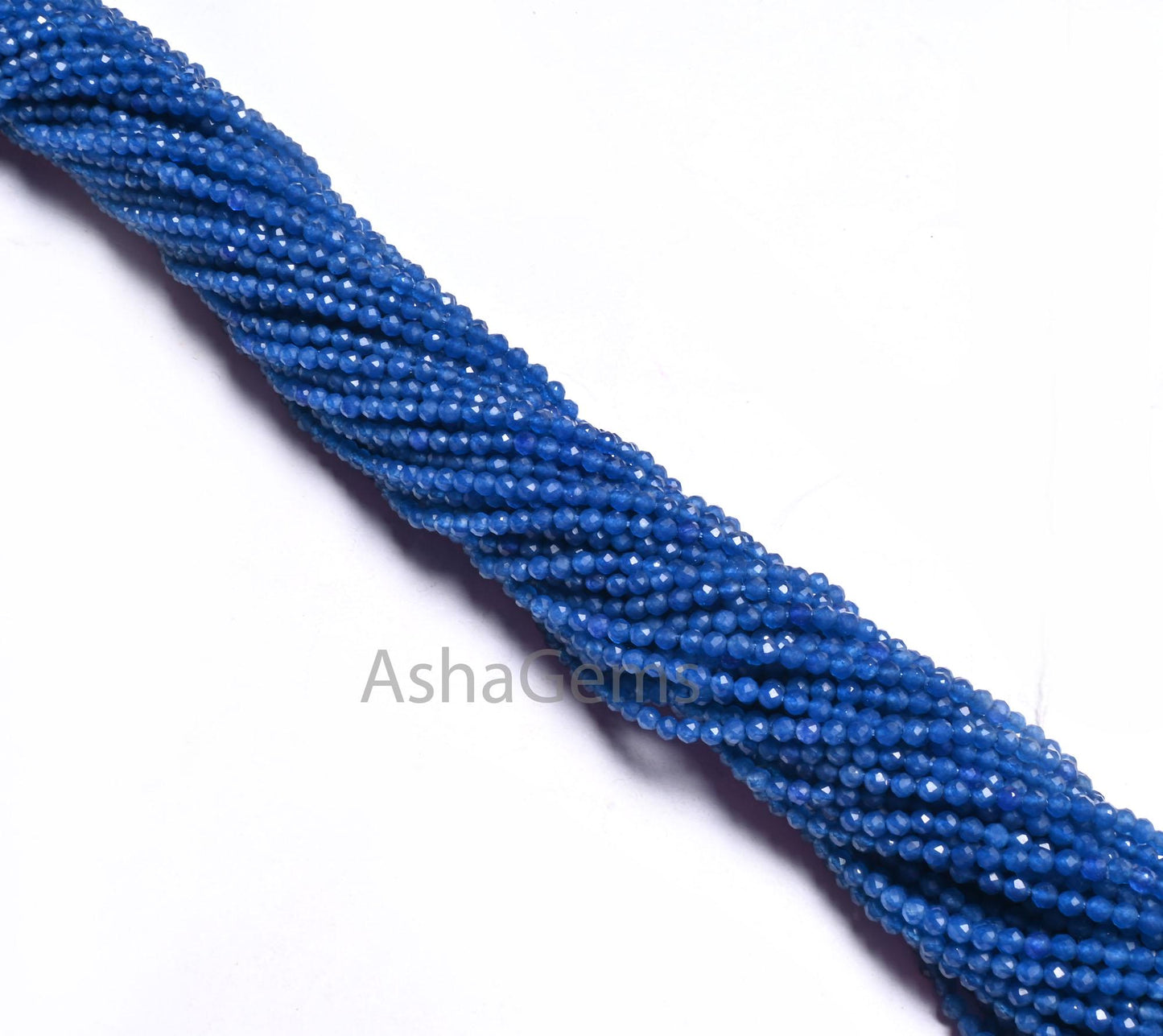 2.25 mm Beautiful Neon Blue Jade Quartz Micro Cut Tiny Beads, AAA Royal Blue Chalcedony Color Faceted Rondelle Machine Cut Bead Jewelry SALE