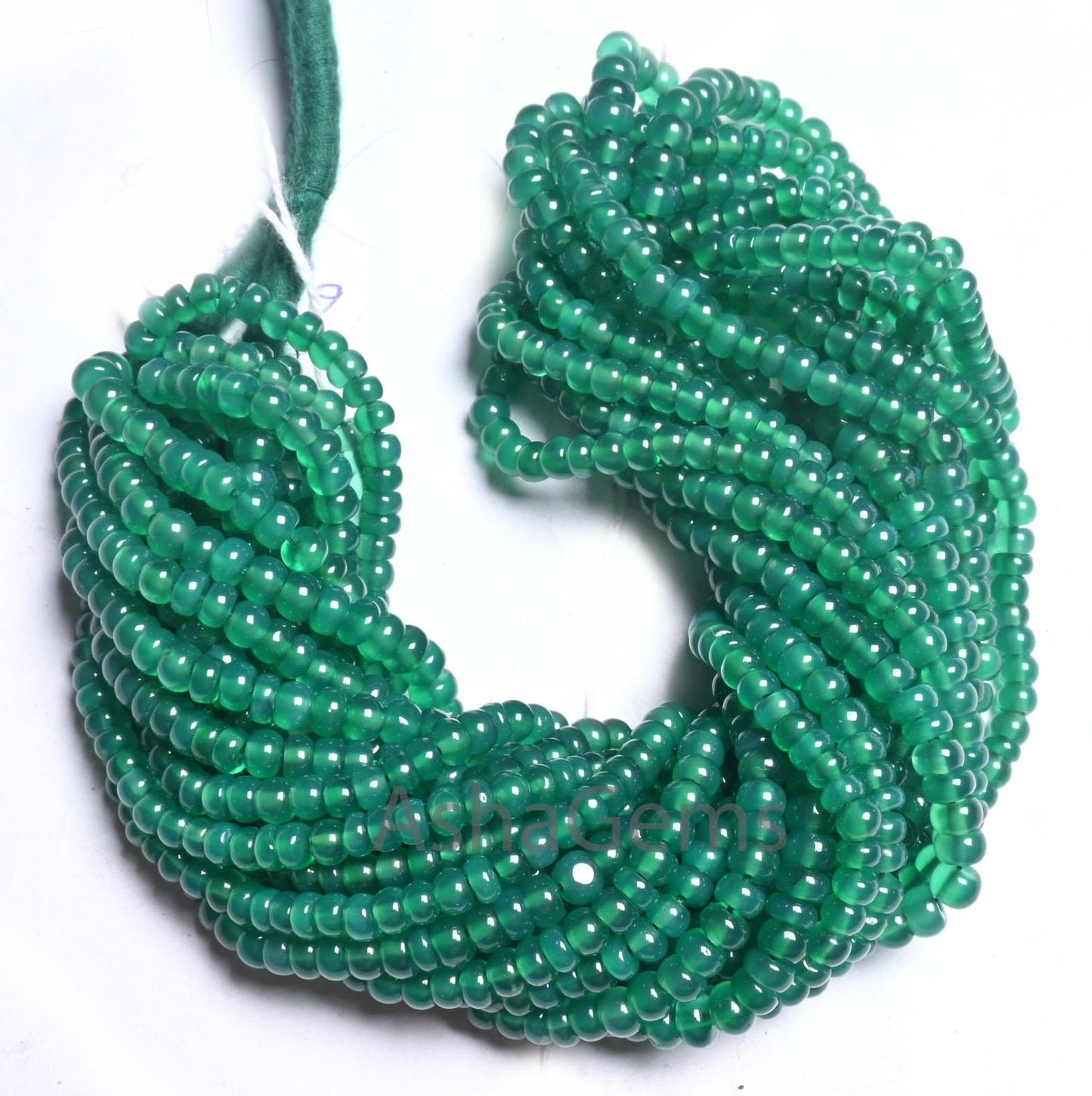 AAA Quality Green Onyx Smooth Rondelle Gemstone Beads,16" Strand Onyx Beads, Beautiful Green Onyx Plain Roundelle Handmade Bead Jewelry SALE