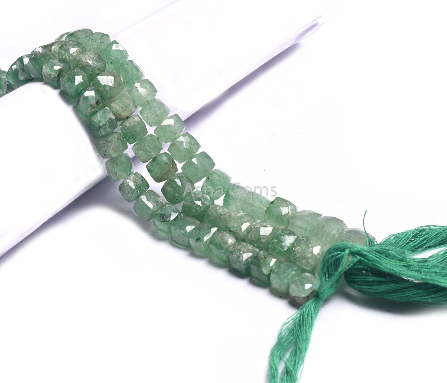 Shaded Green Strawberry Quartz Indian Cut Faceted Box Gemstone Beads, Natural Green Strawberry 3D Cube Box Beads Jewelry Making Handicrafts