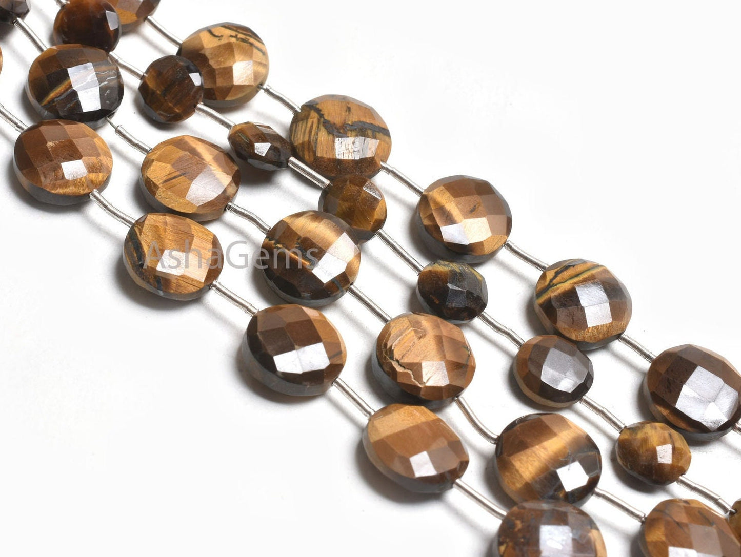 AAA Quality Tiger Eye Coin Shape Faceted Beads,8, 11 mm Natural Tiger Eye Fancy Straight Drill Coin Gemstone Beads Jewelry making Craft SALE