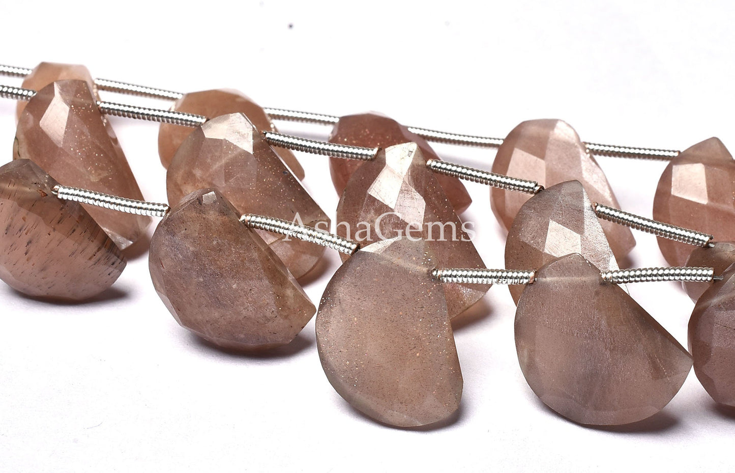 7"Strand Natural Chocolate Moonstone Beads,fancy D Shape Beads,Moonstone Faceted Beads, 10x14-10.5x15 mm Moonstone Checker Cut Bead Jewelry