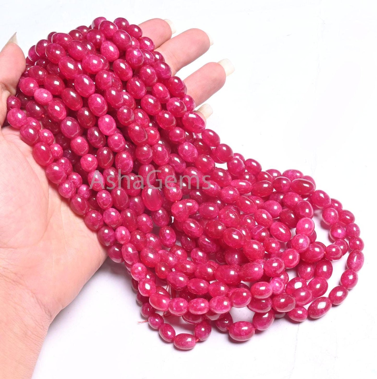 Beautiful Pink Quartz Smooth Puff Oval Shape Beads,9/18" Fine Red Pink Quartz Handmade Oval Straight Drill Gemstone Beads Jewelry Craft SALE