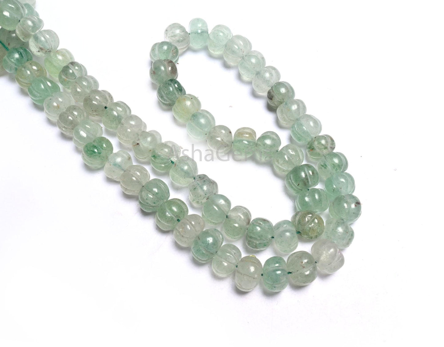Beautiful Aventurine carved Pumpkin Gemstone Beads, Fine Natural Shaded Green aventurine Carving watermelon handmade Beads Jewelry Necklace