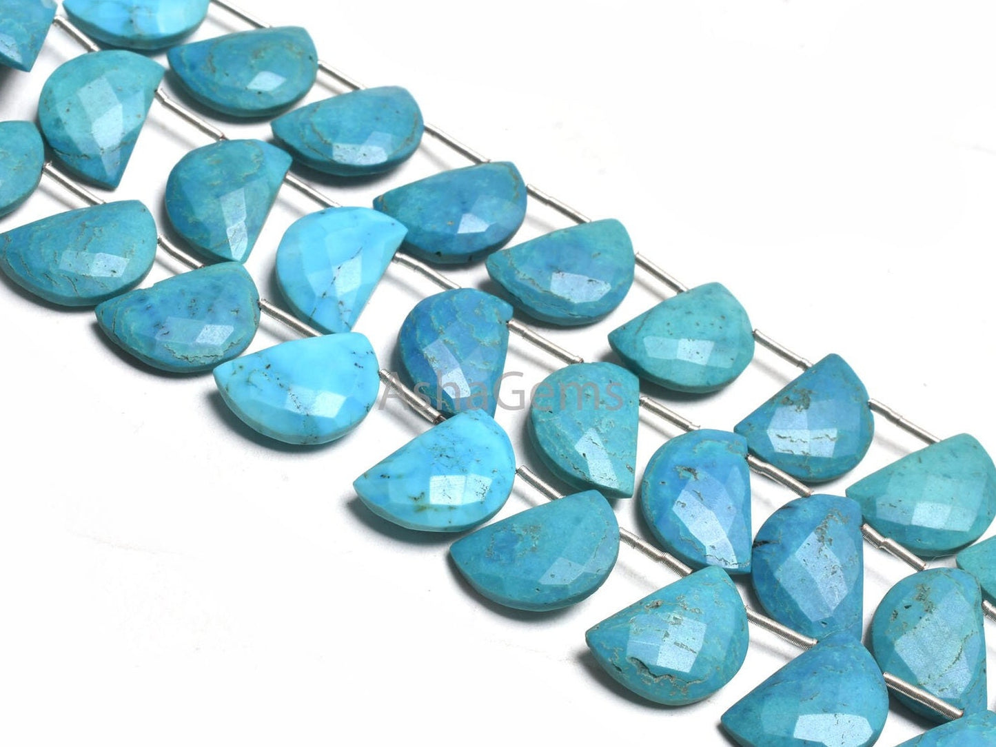 Beautiful Turquoise Howlite Fancy Gemstone Beads,10-15mm Blue Turquoise Faceted D Shape Beads, Turquoise Fancy Briolette Half Moon Bead SALE