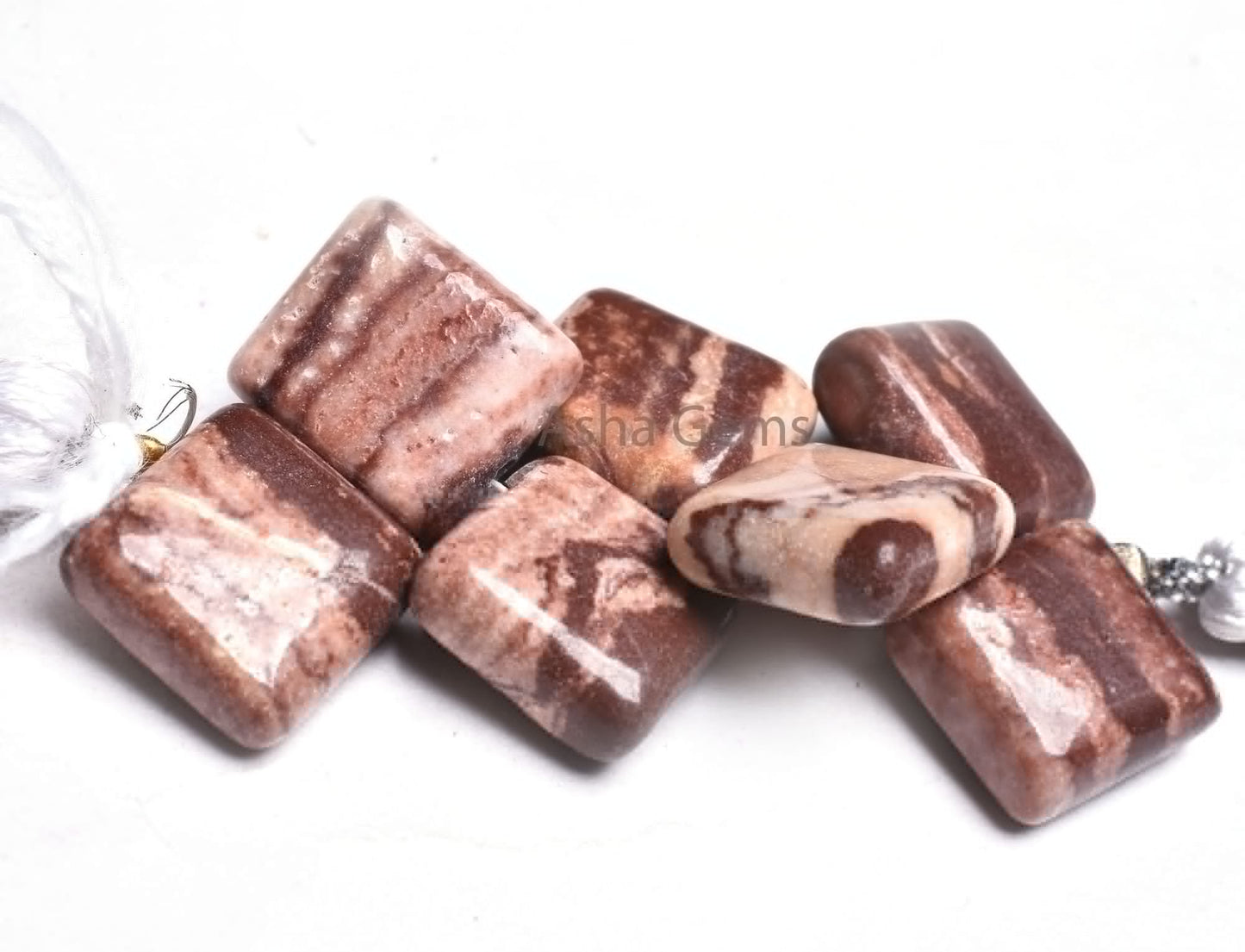 11-12 mm Natural Brown Jasper Fancy Square shape Side Drill Beads,7 Piece Strand Natural Picture Jasper Smooth Handmade Square Gemstone Bead