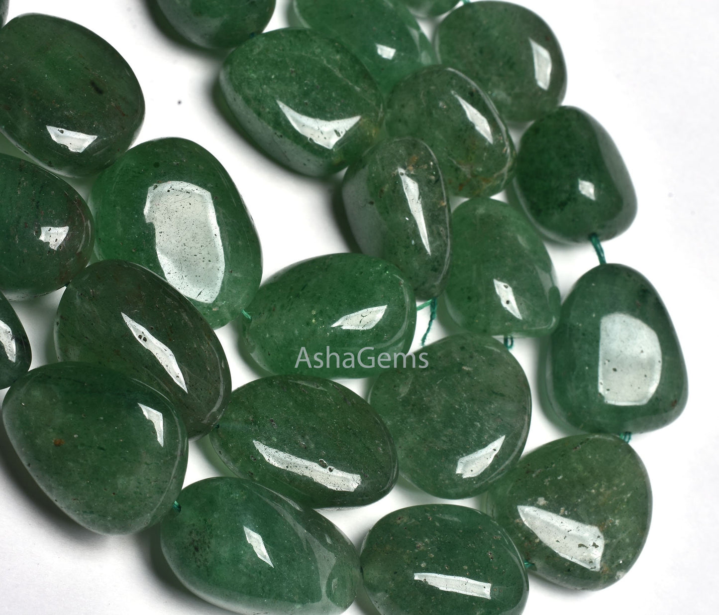 Beautiful Green Strawberry Quartz Smooth Nugget Shape Gemstone Beads 11-20 mm Graduated Necklace, Fine Green Strawberry Handmade Nugget Bead