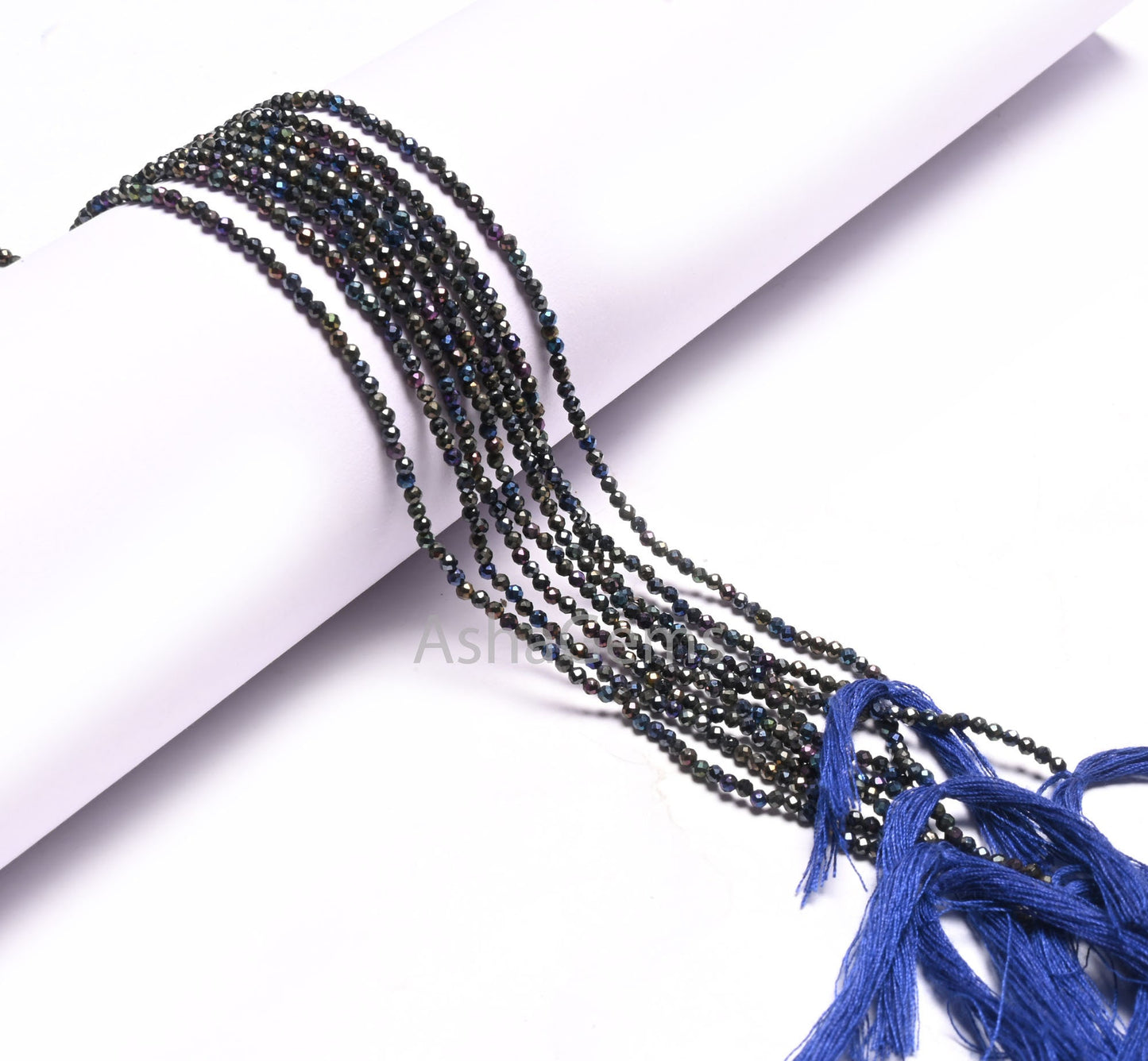 Beautiful Blue Mystic Coated Black Spinel Faceted Rondelle Gemstone Beads,2.2mm Natural Black Spinel Coated Micro Cut Tiny Bead Jewelry SALE