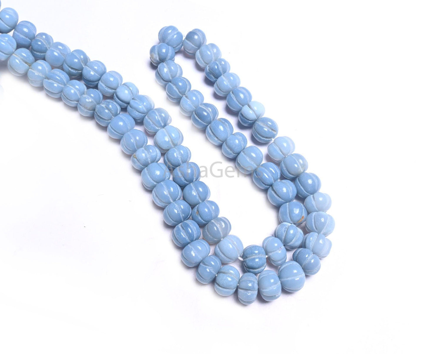 Beautiful Blue Oregon Opal Carved Watermelon Shape Beads, Pigeon Blue Opal Carving Beads, Opal Melon Hand Carve Gemstone Bead Jewelry Crafts