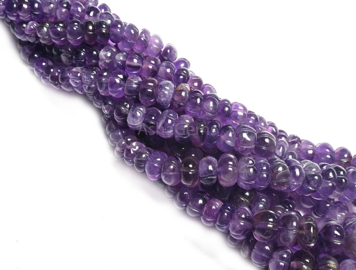 Natural Amethyst Carving Watermelon Gemstone loose Beads, Shaded Purple Amethyst Carved Pumpkin handmade Carve Melon Amethyst Beads Jewelry