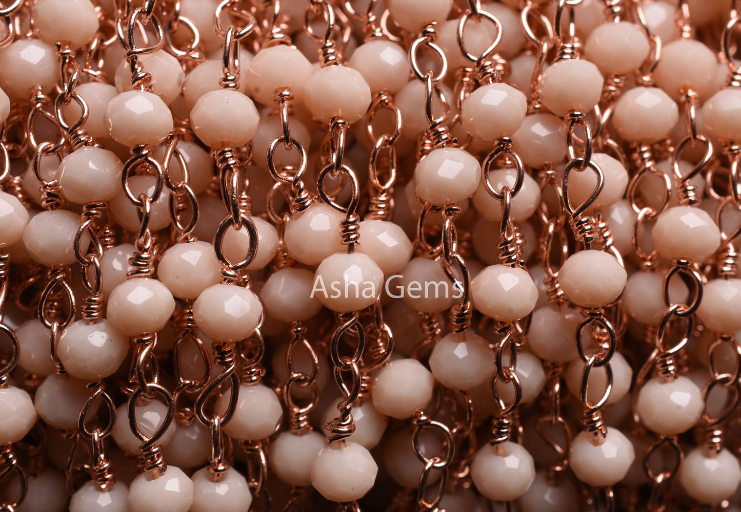 Beautiful Pink Opal Hydro Rondelle Faceted Beads Rosary Chain,3mm Gold,Rose Gold Plated Wire Wrap Beaded Handmade Chain Jewelry Making Craft