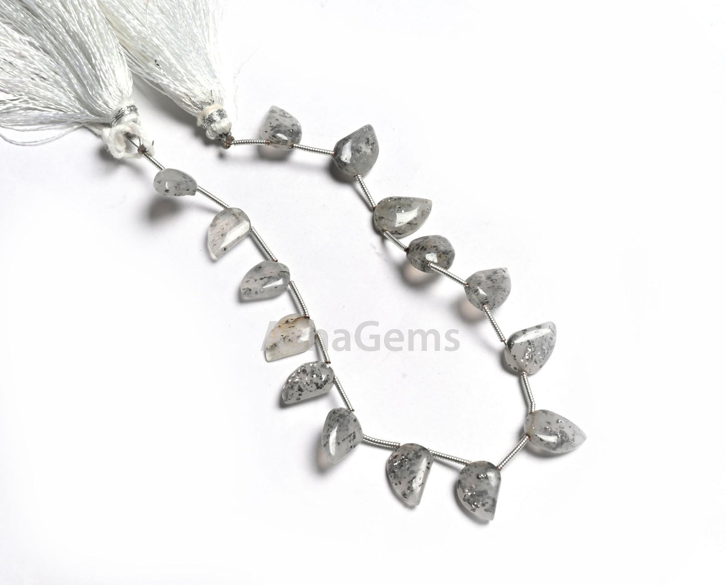 Shaded Black Grey sunstone Fancy Shape Gemstone Beads,8" Fine natural Sunstone Keri Shape Side Drill Handmade Beads Jewelry handicraft SALE