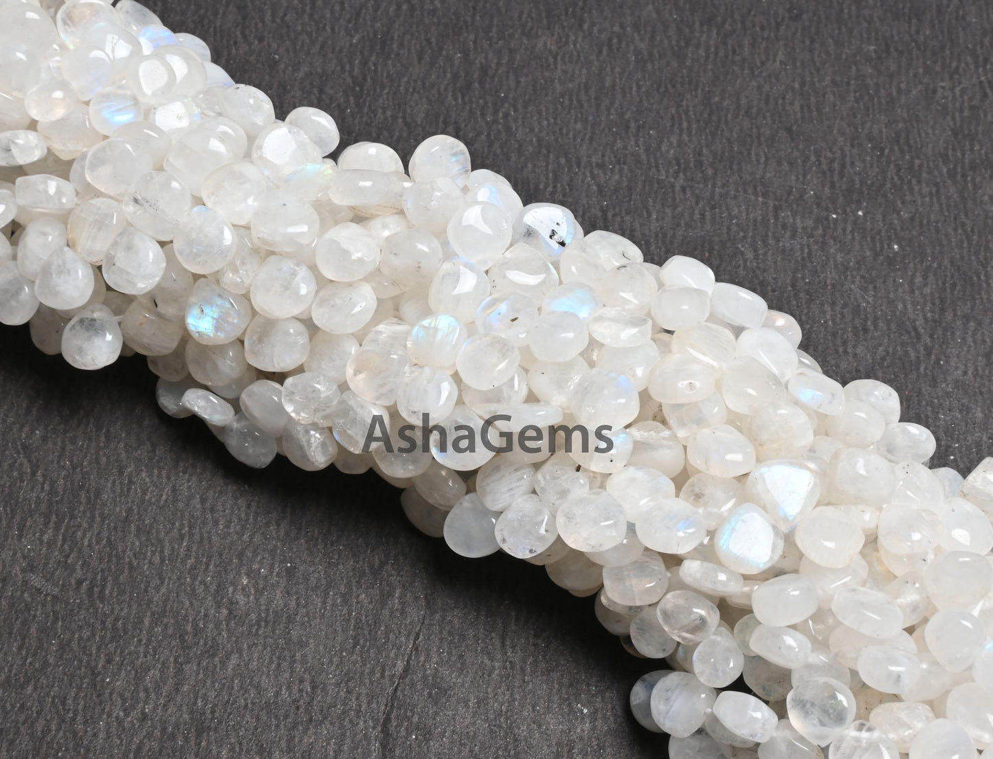 9"Strand Natural Rainbow moonstone Smooth Heart Gemstone beads, Blue Fire Rainbow Uneven Heart Shape Handmade bead Jewelry Making Craft SALE