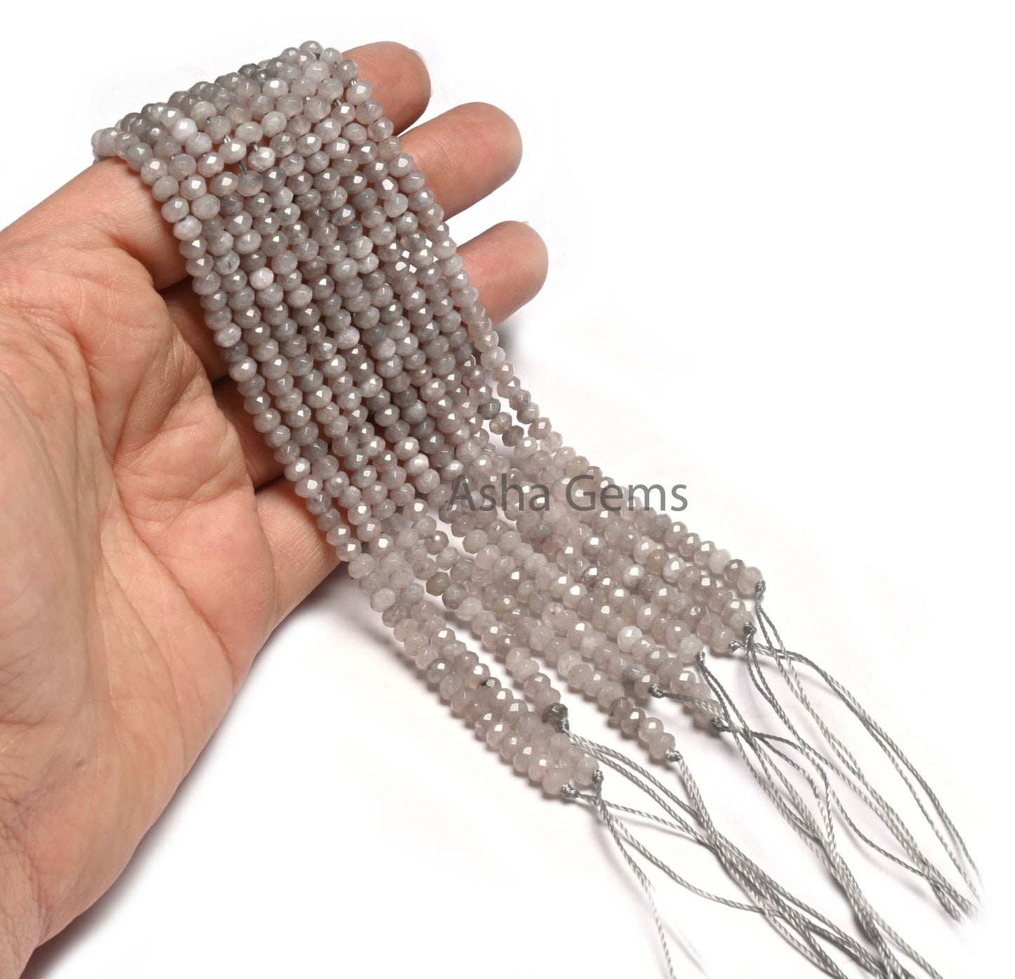 Beautiful Grey Jade Quartz Faceted Gemstone Loose Beads,13.5" Strand Grey Jade Machine Cut Rondelle Bead,4.5 mm Beautiful Jade Beads Jewelry