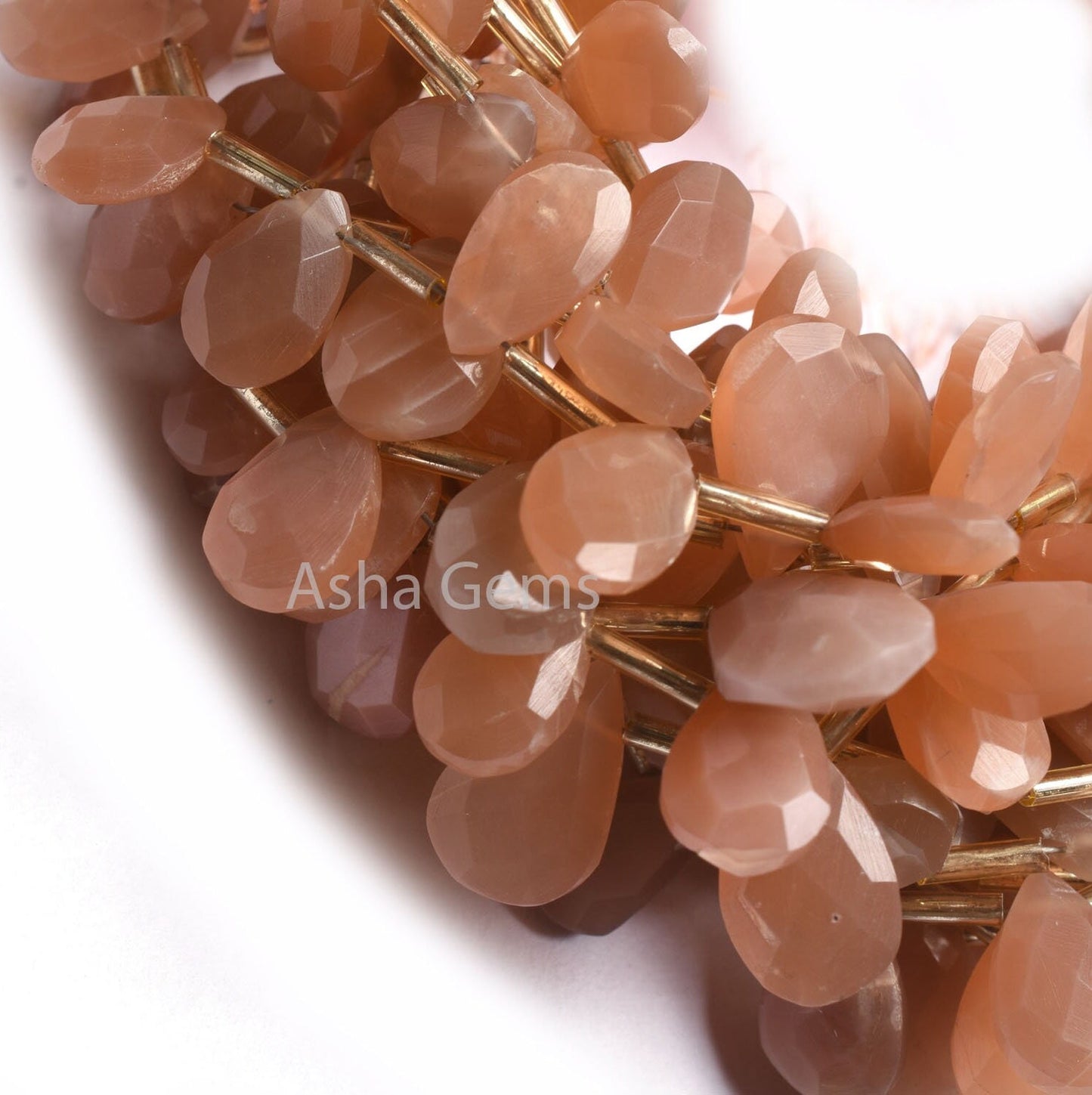 Natural Peach Moonstone Faceted Pears Shape Gemstone Beads, Fine Quality Moonstone Briolette Beads, Moonstone Teardrop Side Drill Beads SALE