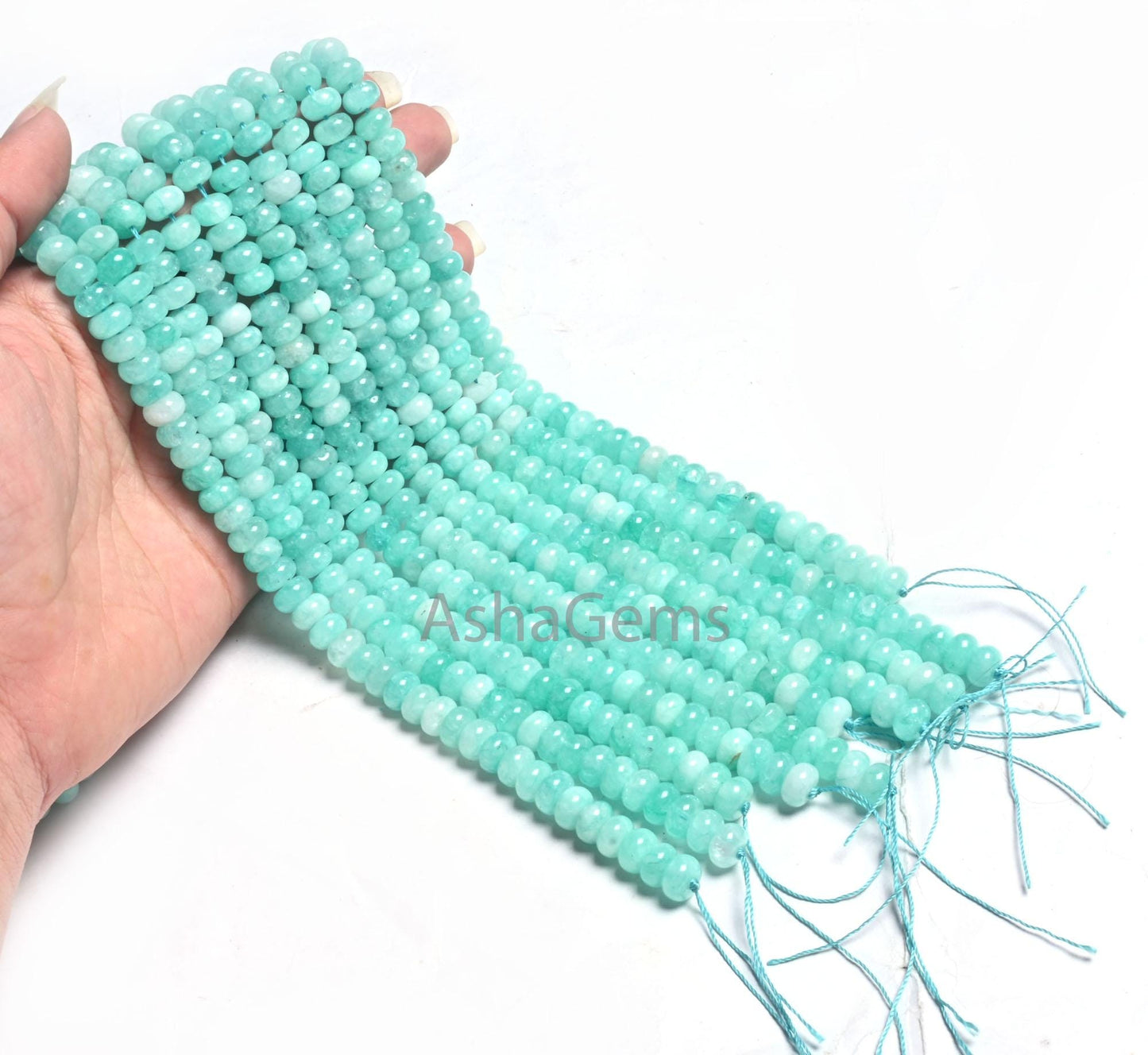Fine Quality Peru Blue Color Jade Quartz Smooth Rondelle Gemstone Loose Beads,8 mm Neon Sky Blue Quartz Beads Jewelry making Necklace Crafts
